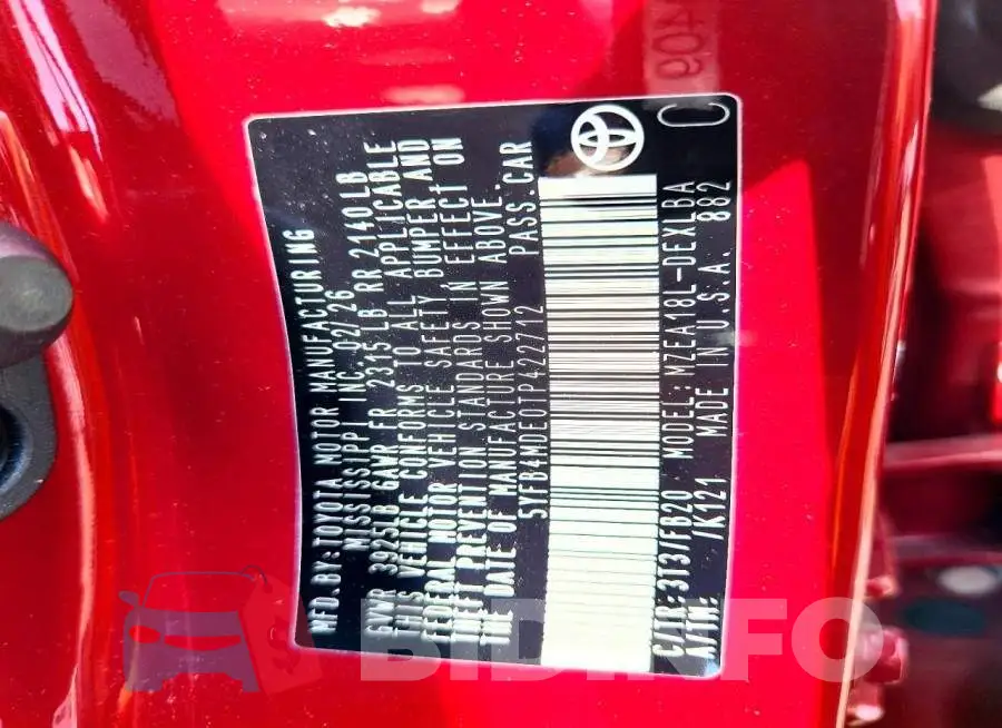 5YFB4MDE0TP422712 Photo# 12