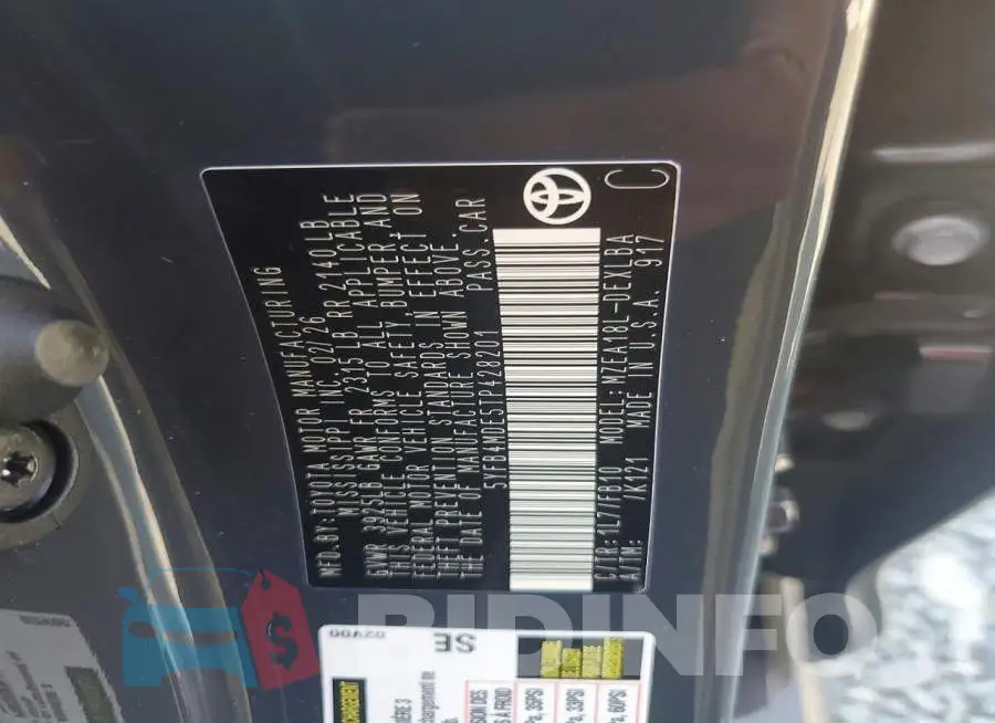 5YFB4MDE5TP428201 Photo# 12
