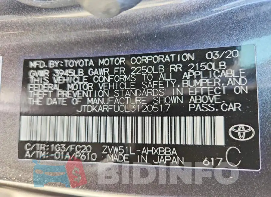 JTDKARFU0L3120517 Photo# 12