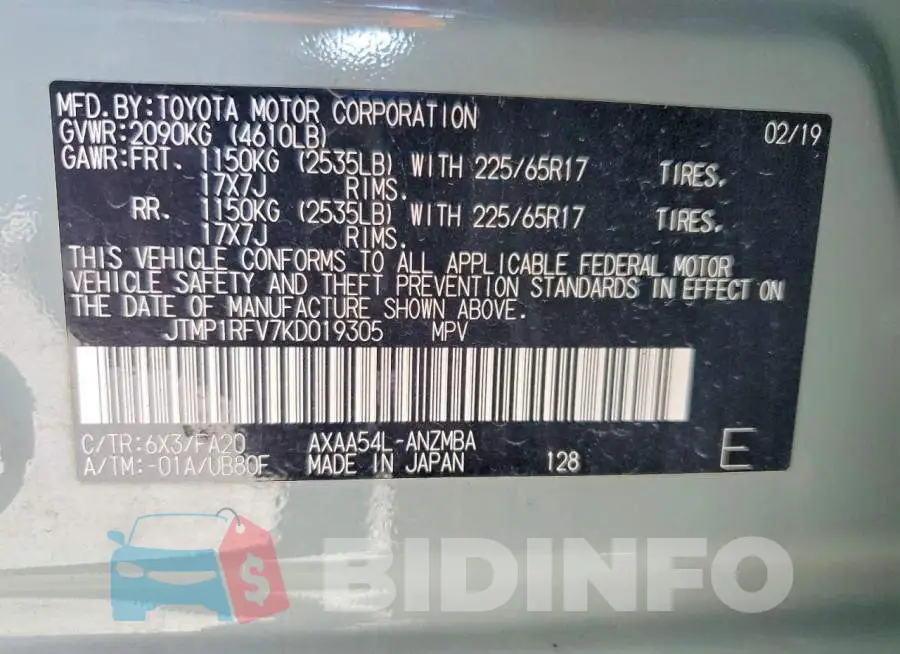 JTMP1RFV7KD019305 Photo# 13