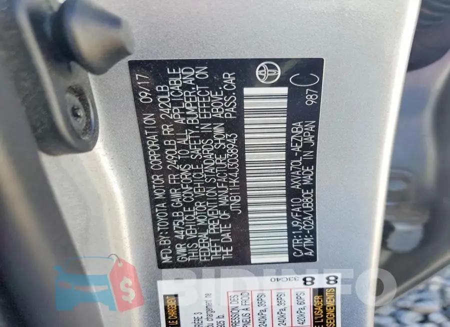 JTNB11HK4J3038943 Photo# 12