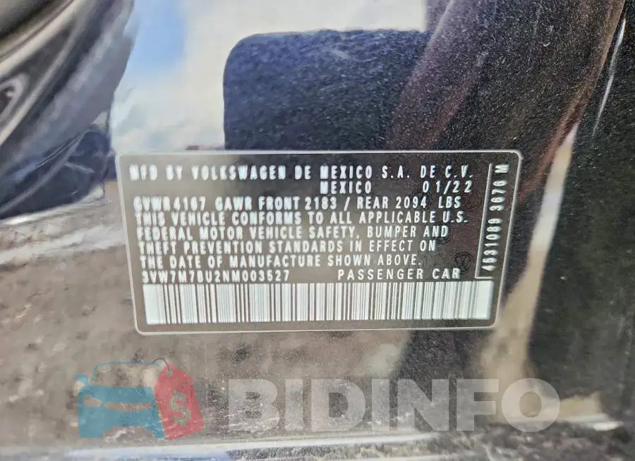 3VW7M7BU2NM003527 Photo# 12