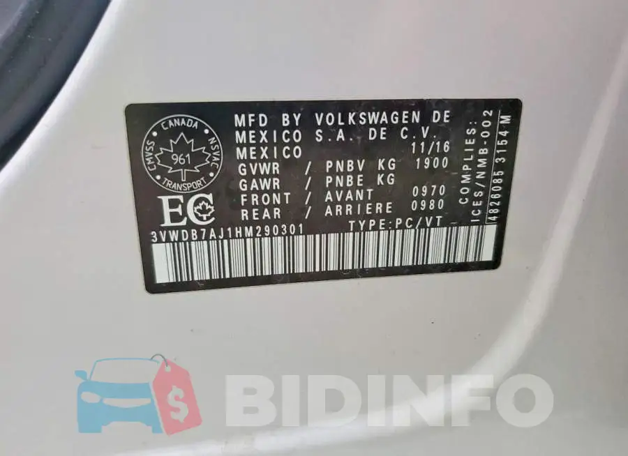 3VWDB7AJ1HM290301 Photo# 12