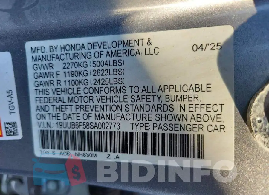 19UUB6F58SA002773 Photo# 13