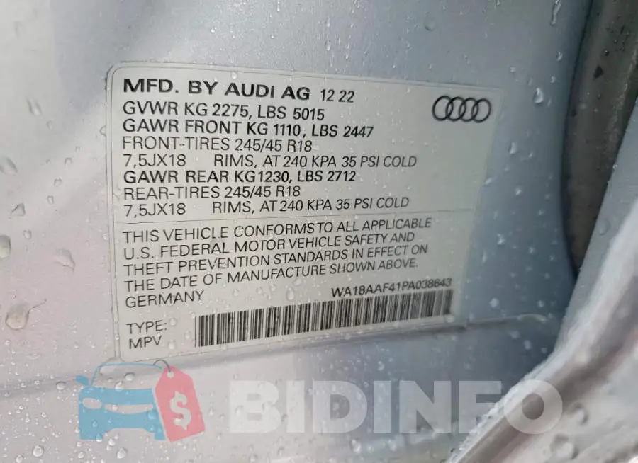WA18AAF41PA038643 Photo# 13