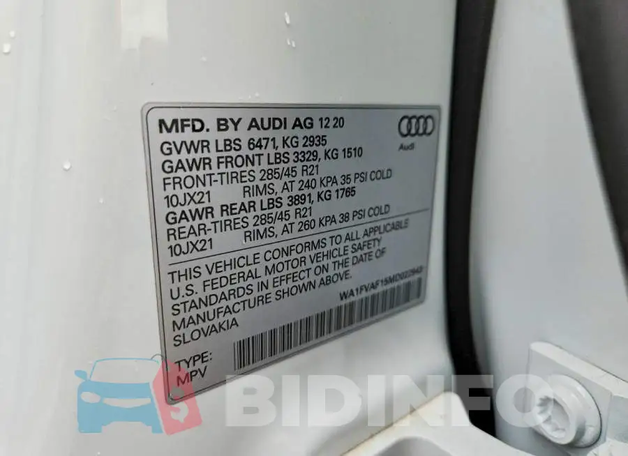 WA1FVAF15MD022943 Photo# 14