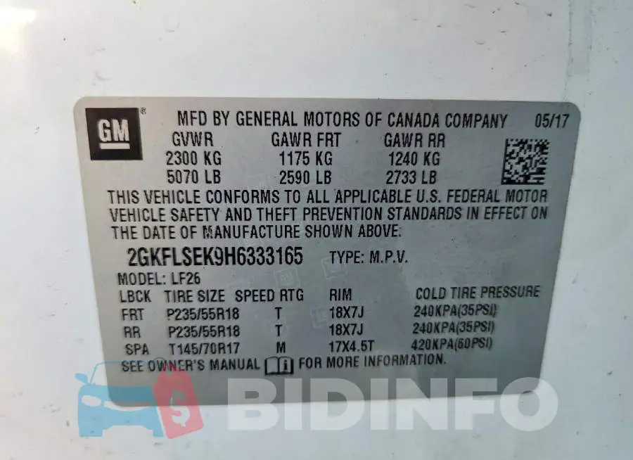 2GKFLSEK9H6333165 Photo# 13