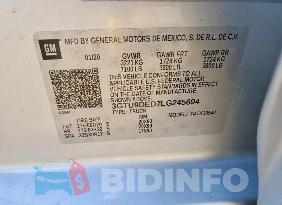 3GTU9DED7LG245694 Photo# 12