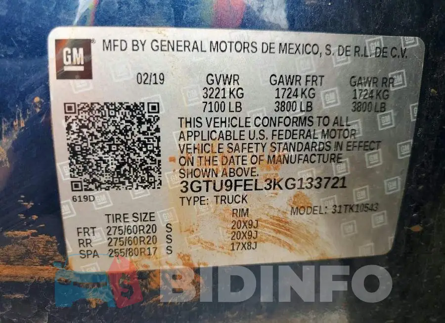 3GTU9FEL3KG133721 Photo# 12