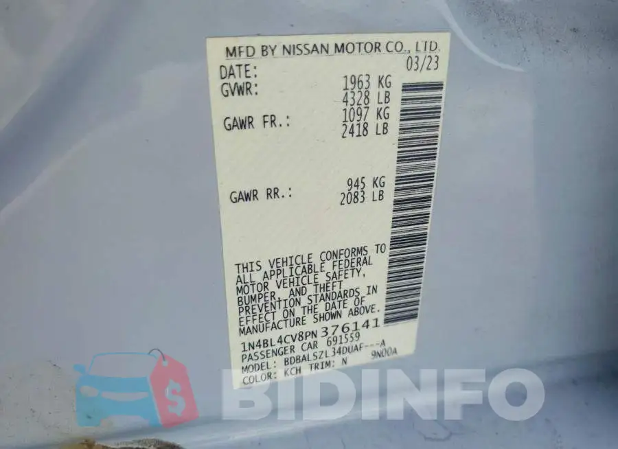 1N4BL4CV8PN376141 Photo# 12
