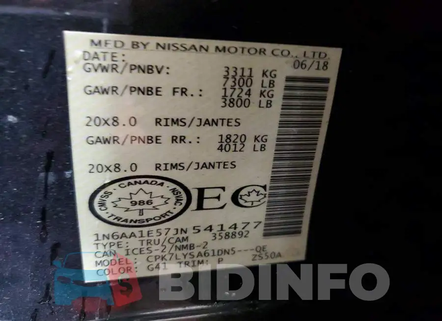 1N6AA1E57JN541477 Photo# 12