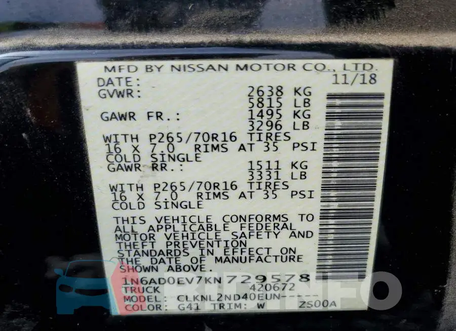 1N6AD0EV7KN729578 Photo# 12