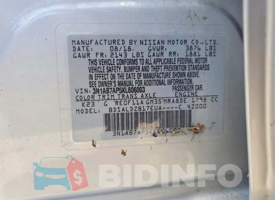 3N1AB7AP5KL606003 Photo# 12
