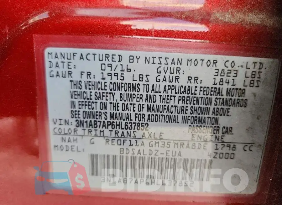 3N1AB7AP6HL637852 Photo# 12