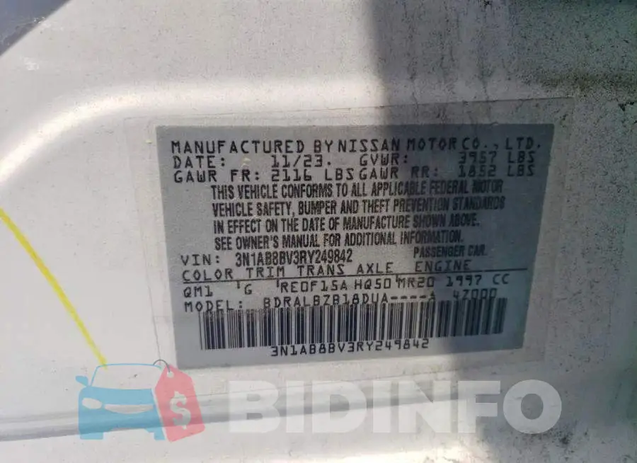 3N1AB8BV3RY249842 Photo# 12