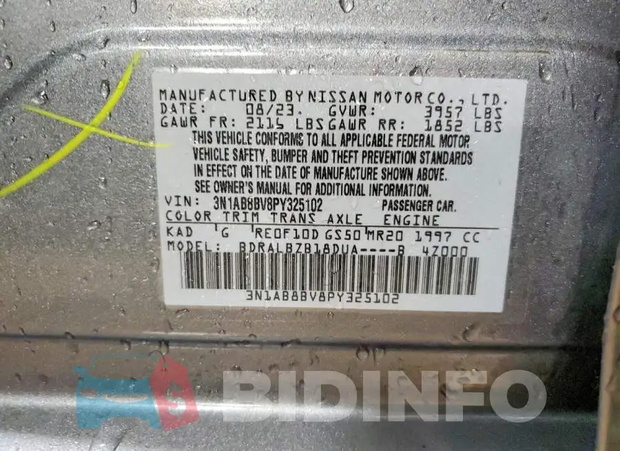 3N1AB8BV8PY325102 Photo# 12