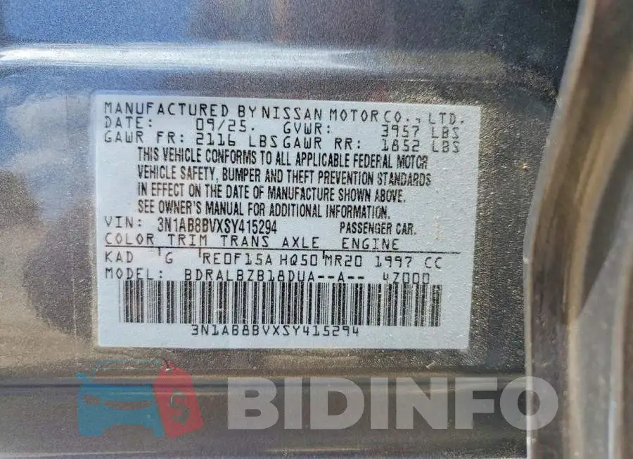 3N1AB8BVXSY415294 Photo# 12