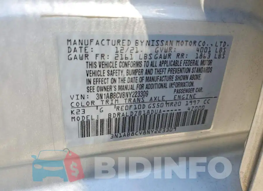 3N1AB8CV8NY223309 Photo# 12