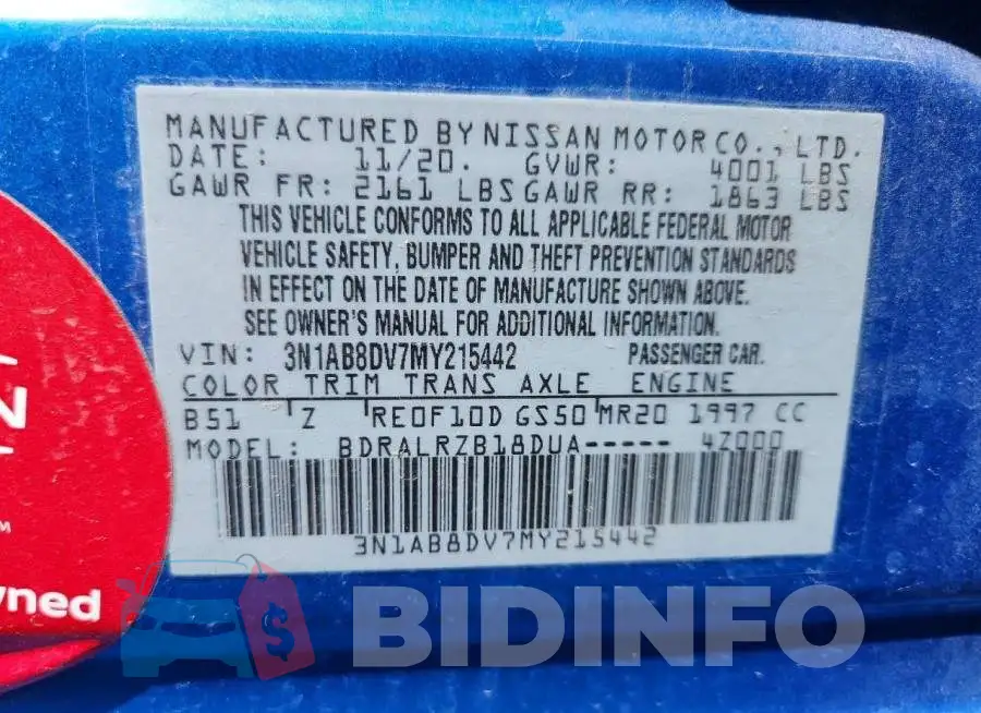 3N1AB8DV7MY215442 Photo# 13