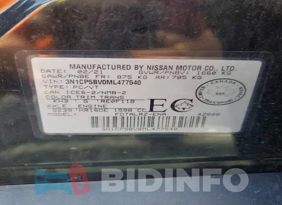 3N1CP5BV0ML477540 Photo# 13