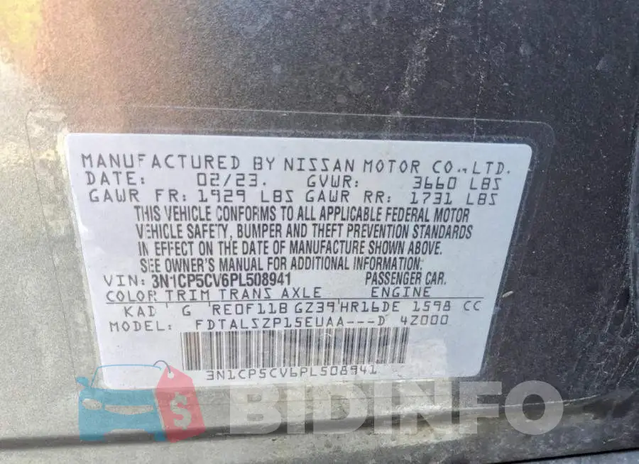 3N1CP5CV6PL508941 Photo# 13