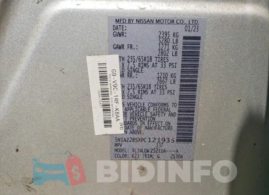 5N1AZ2BSXPC121935 Photo# 13