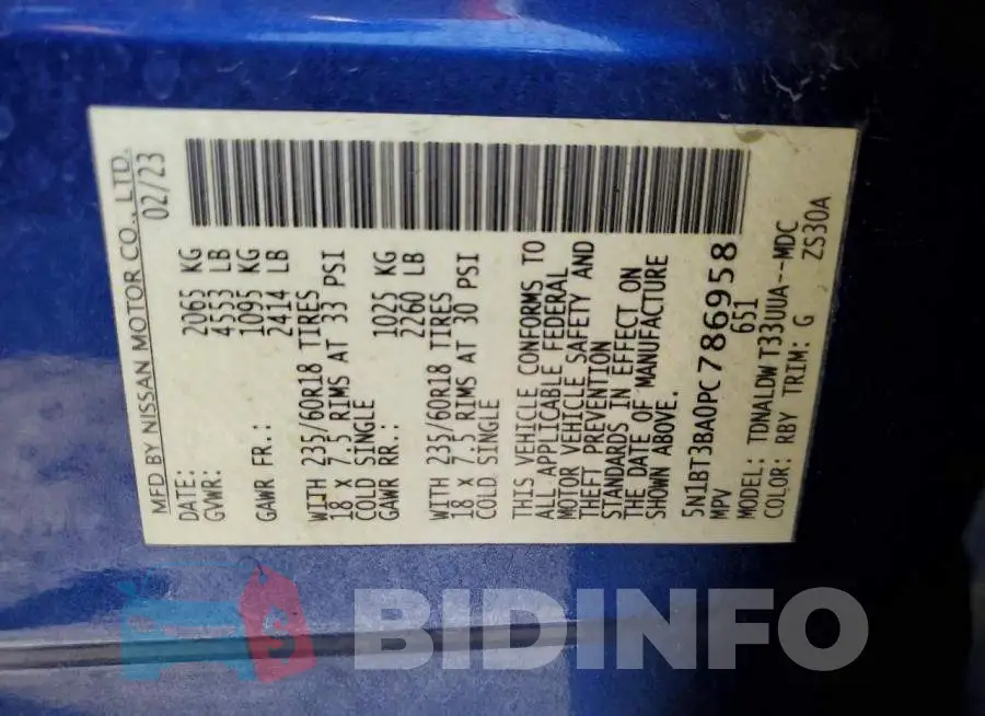 5N1BT3BA0PC786958 Photo# 13