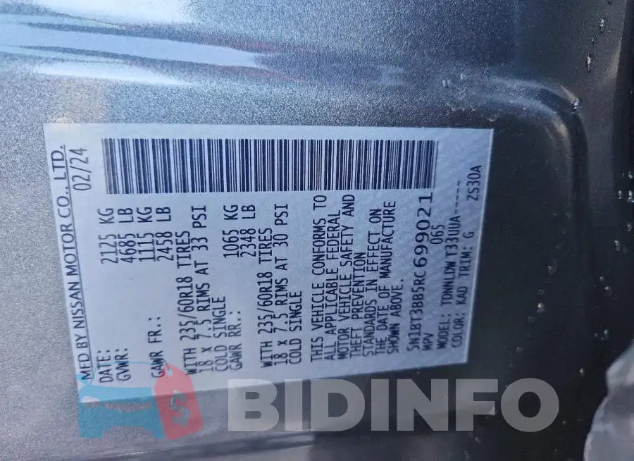 5N1BT3BB5RC699021 Photo# 13
