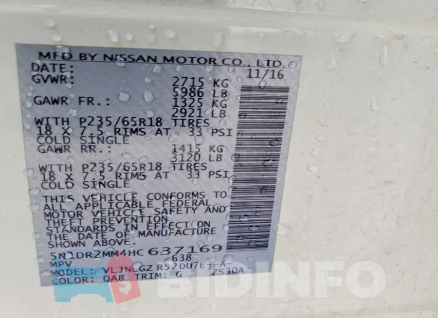 5N1DR2MM4HC637169 Photo# 13