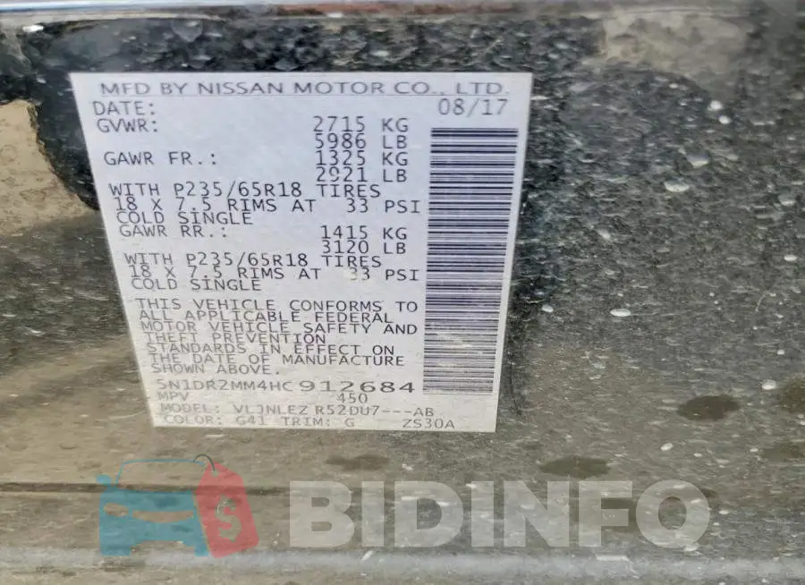 5N1DR2MM4HC912684 Photo# 14