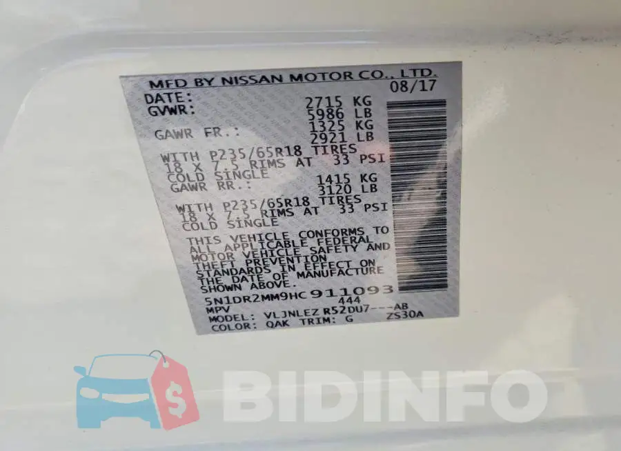 5N1DR2MM9HC911093 Photo# 13