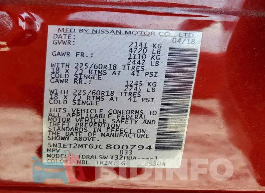 5N1ET2MT6JC800794 Photo# 13
