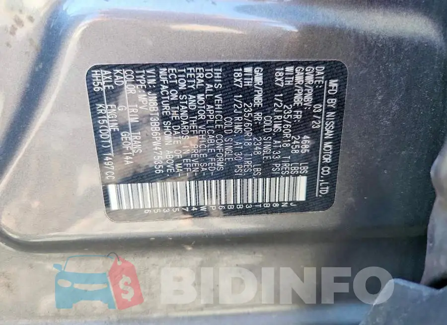 JN8BT3BB6PW475356 Photo# 12