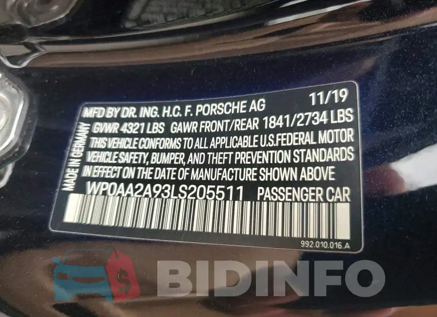 WP0AA2A93LS205511 Photo# 13