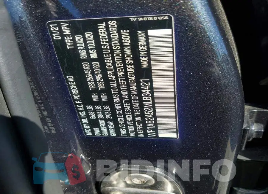 WP1AB2A52MLB34421 Photo# 13