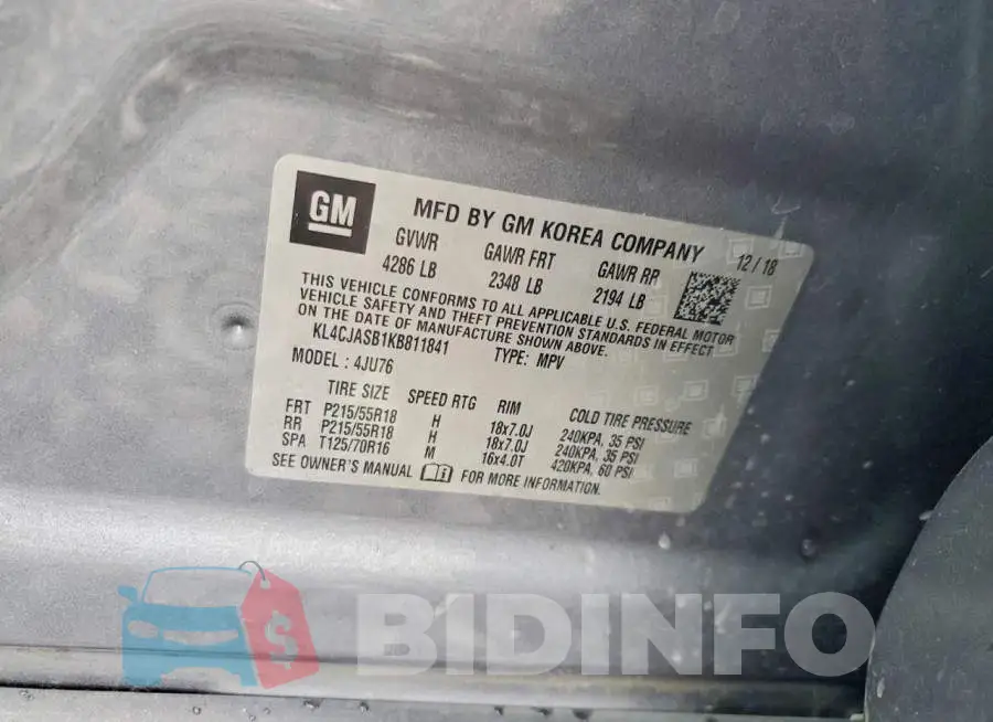 KL4CJASB1KB811841 Photo# 13