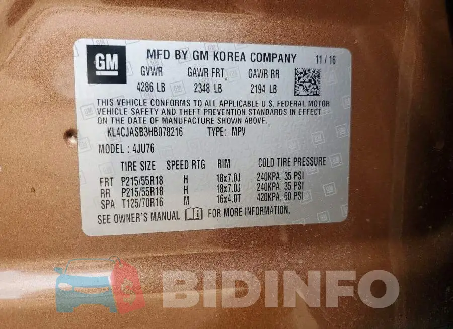KL4CJASB3HB078216 Photo# 12