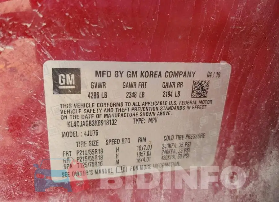 KL4CJASB3KB918132 Photo# 12