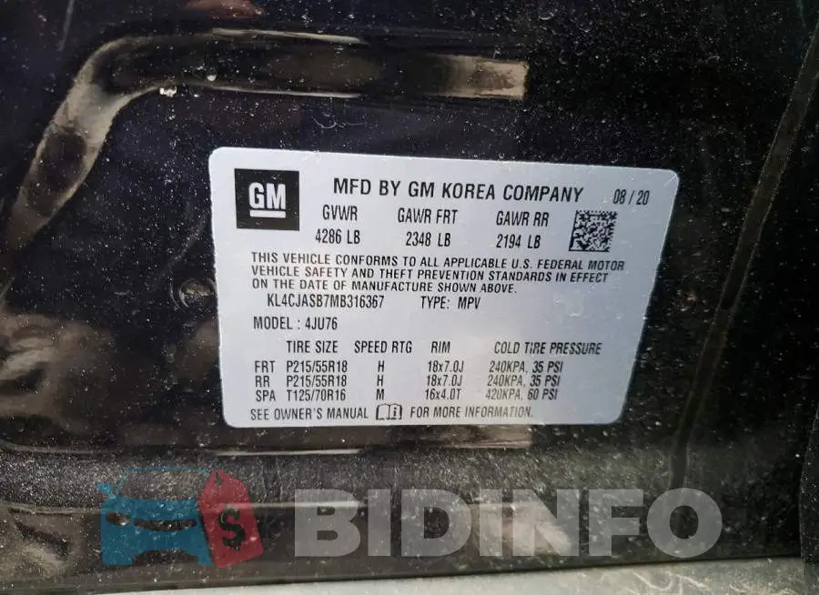 KL4CJASB7MB316367 Photo# 14