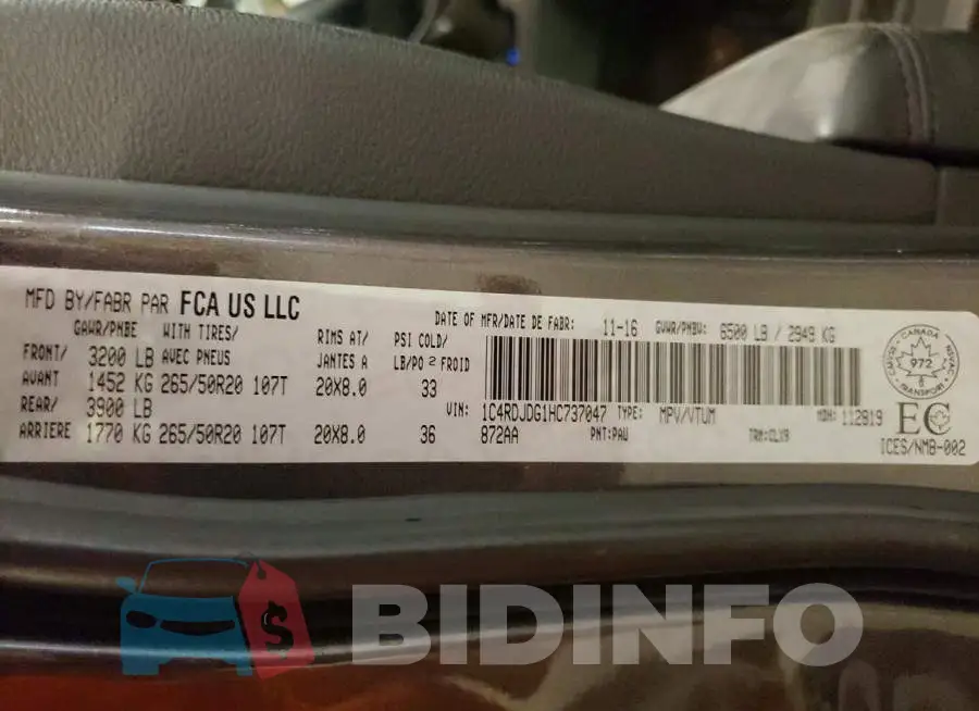 1C4RDJDG1HC737047 Photo# 13