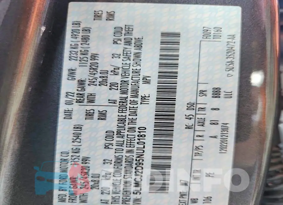 5LMCJ2D95NUL01810 Photo# 14