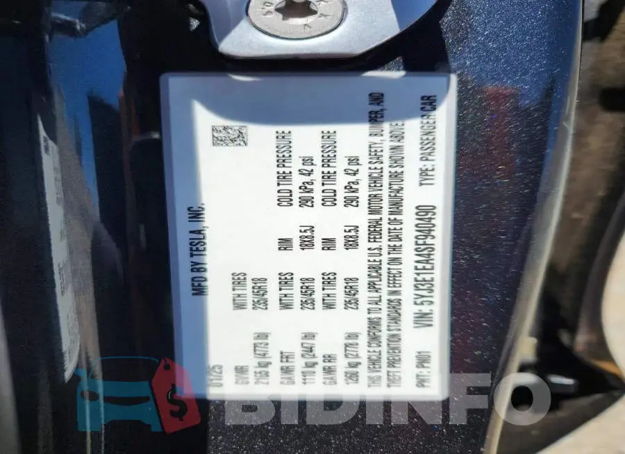 5YJ3E1EA4SF940490 Photo# 12