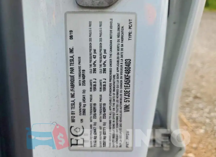 5YJ3E1EA5KF480403 Photo# 12
