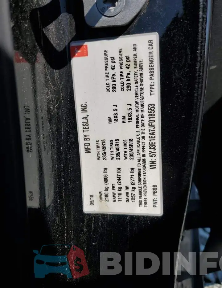 5YJ3E1EA7JF018553 Photo# 12