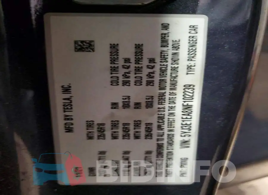 5YJ3E1EA8NF102239 Photo# 12