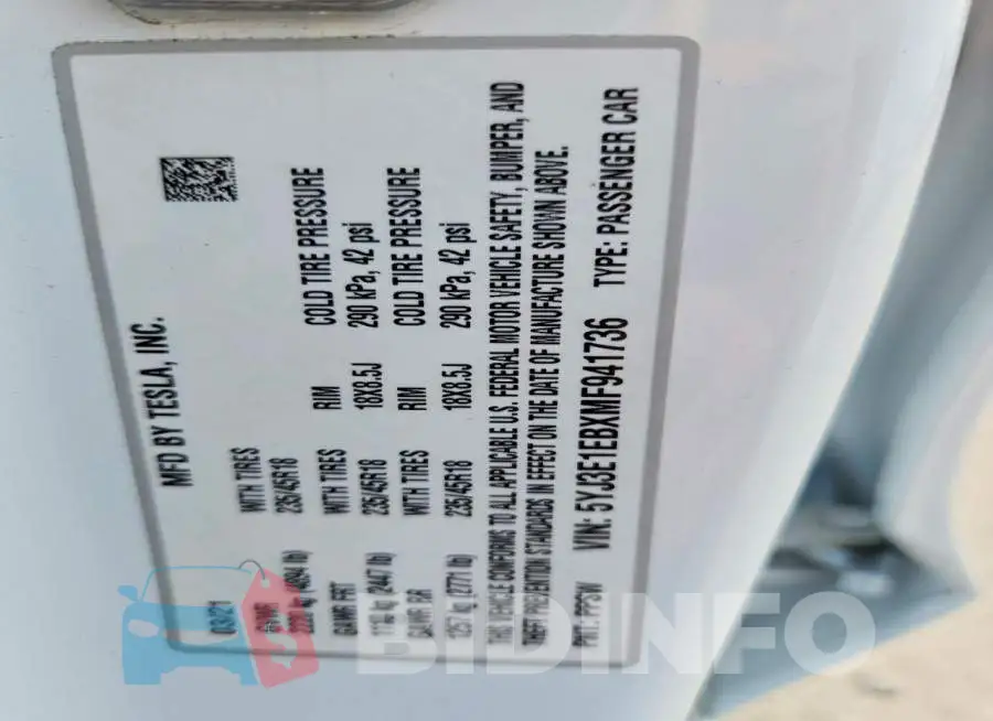5YJ3E1EBXMF941736 Photo# 12