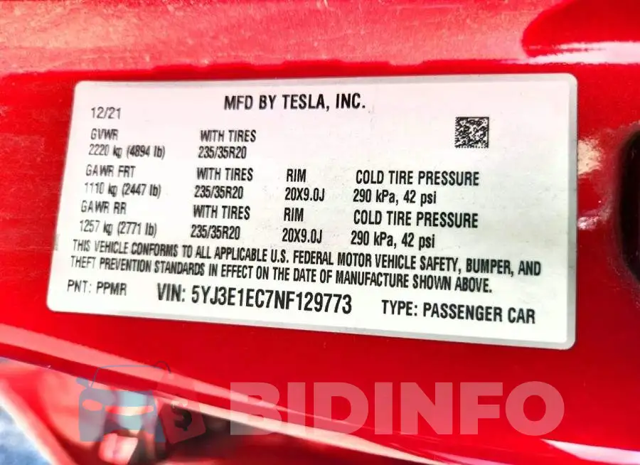 5YJ3E1EC7NF129773 Photo# 12