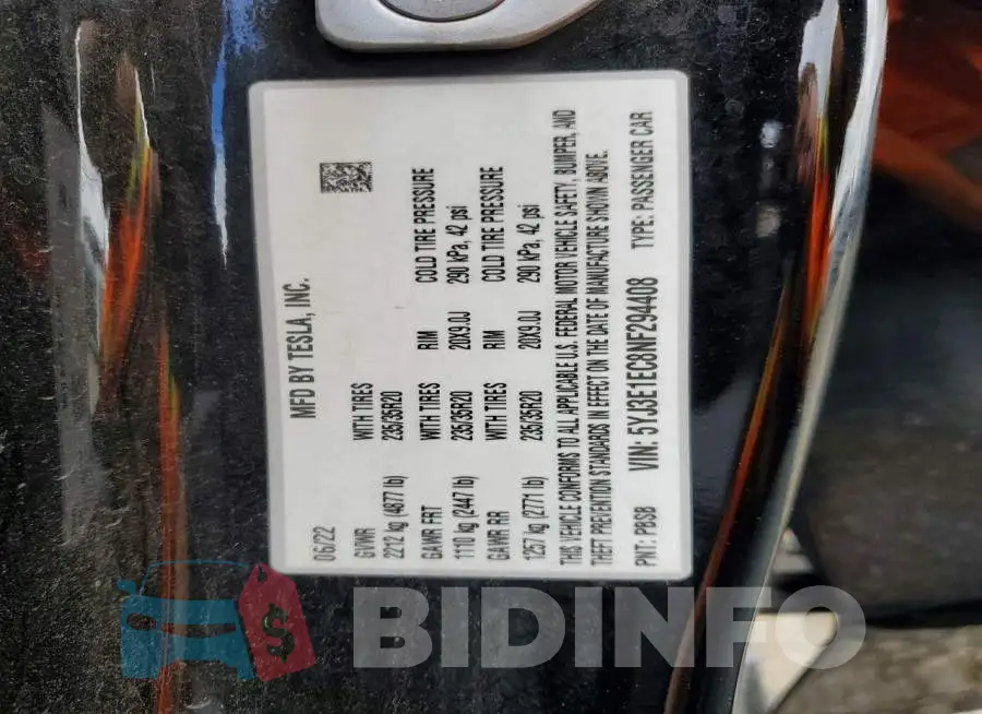 5YJ3E1EC8NF294408 Photo# 12