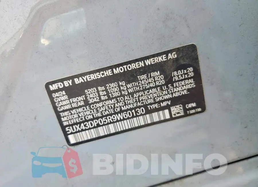5UX43DP05R9W60130 Photo# 12