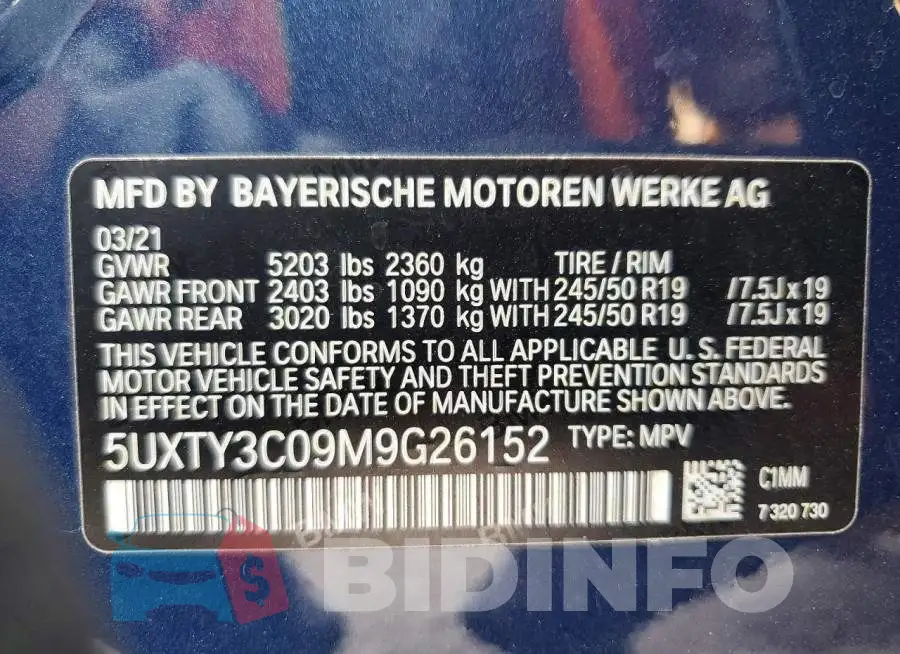 5UXTY3C09M9G26152 Photo# 14